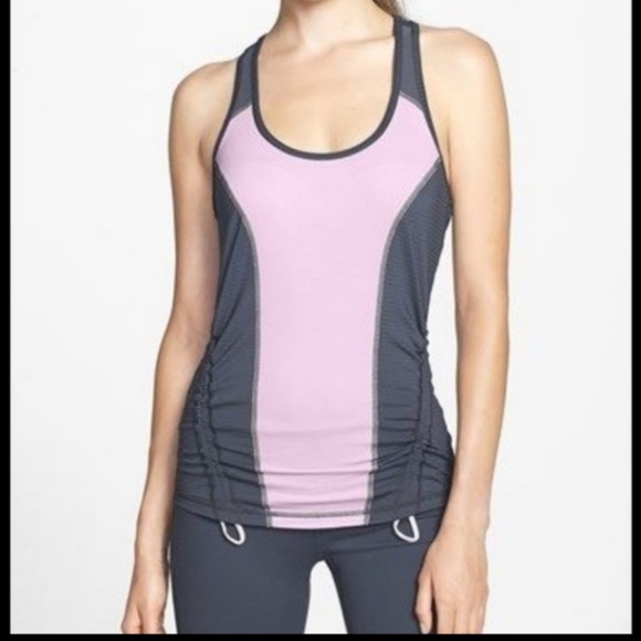 Zella Tops - Zella Run Ruched Racerback Tank Top Adjustable Ruching Size Large